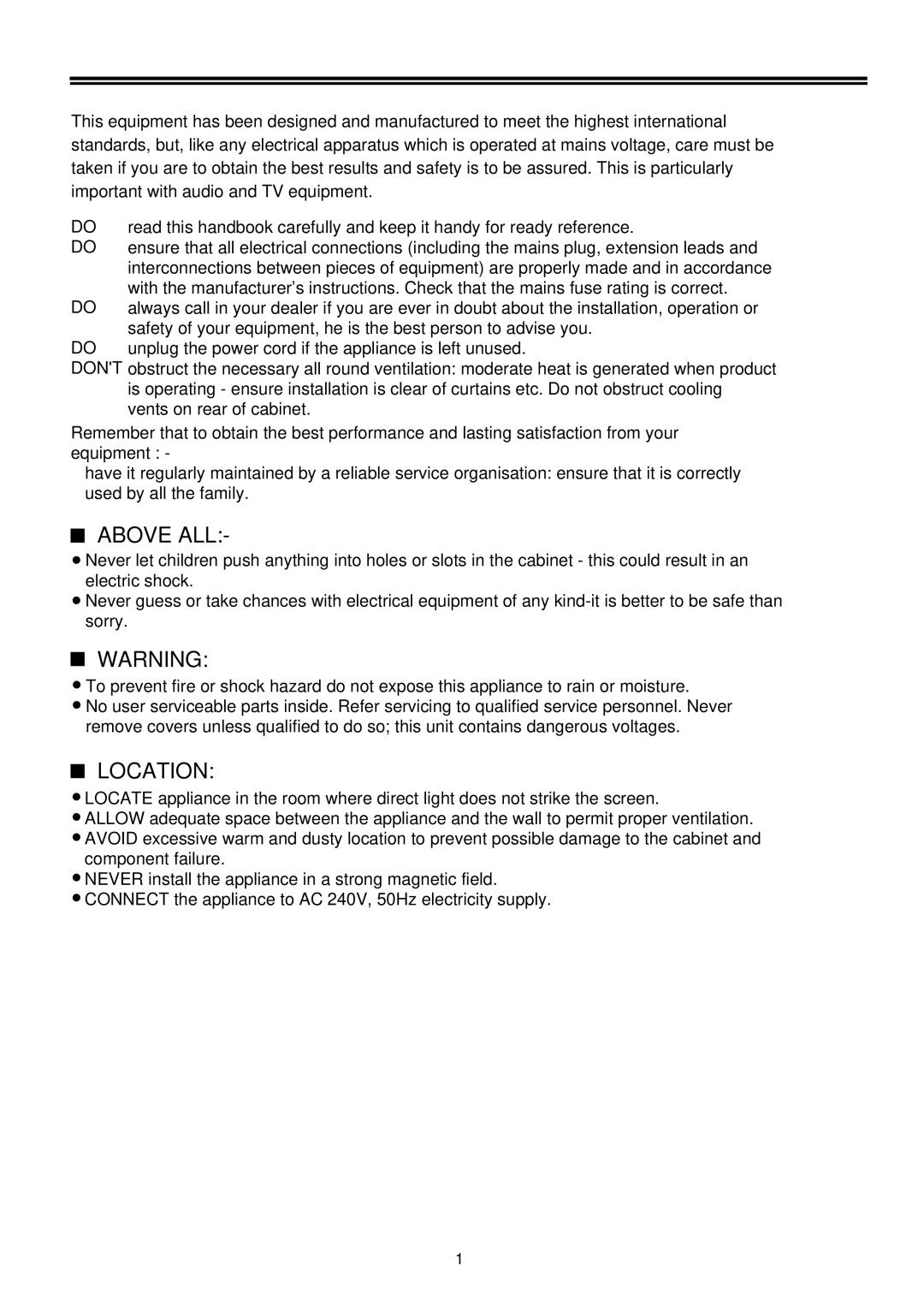 Palsonic 3490 owner manual Above ALL 