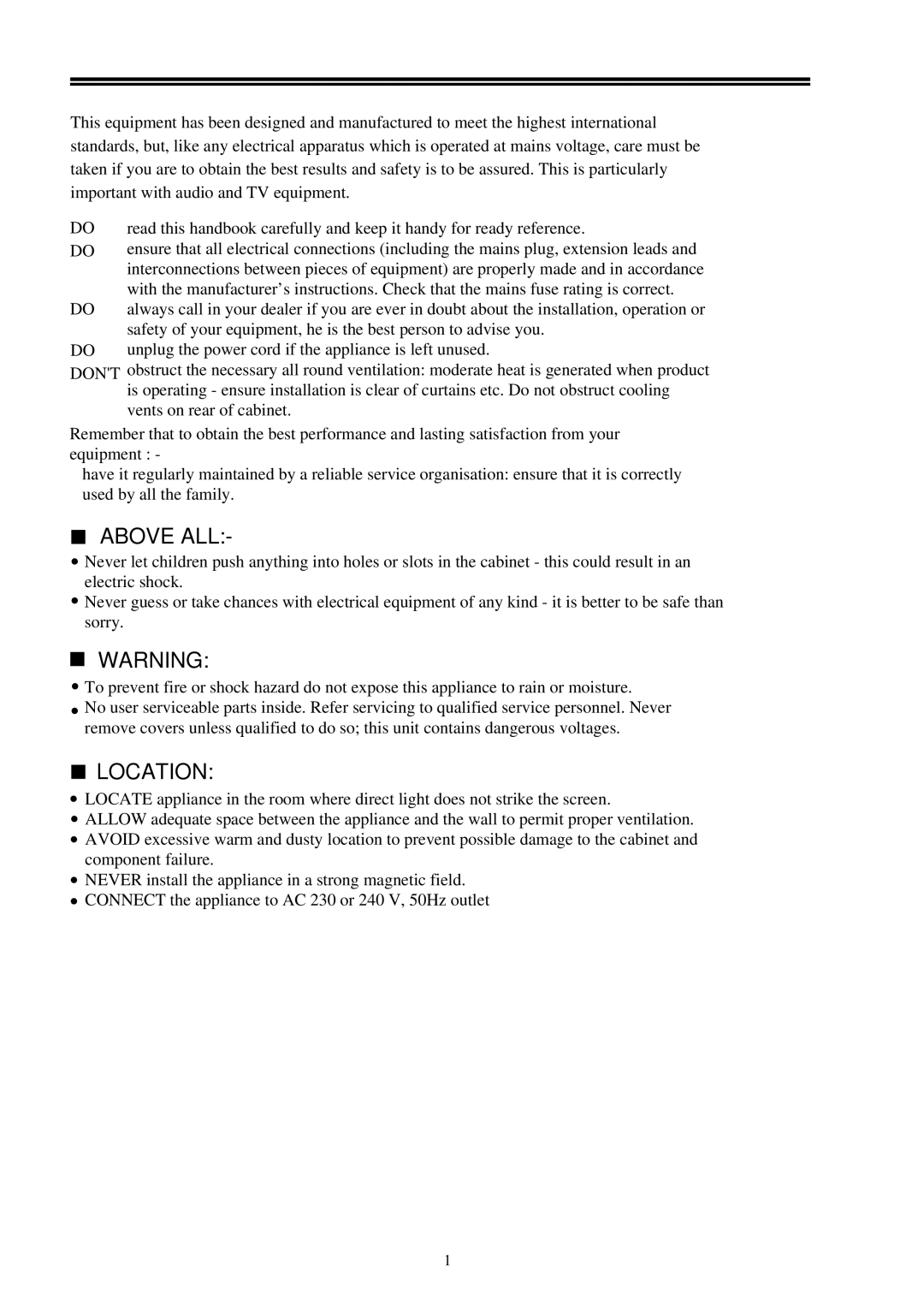 Palsonic 3499 owner manual Above ALL 