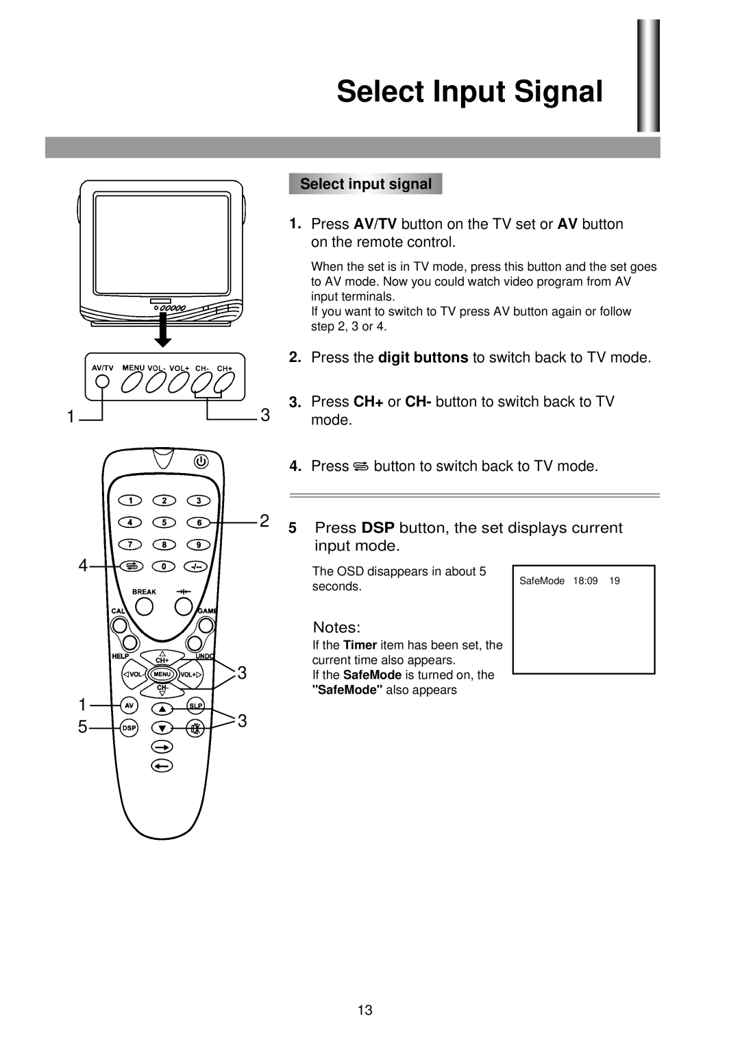 Palsonic 3499G owner manual Select Input Signal, Select input signal 