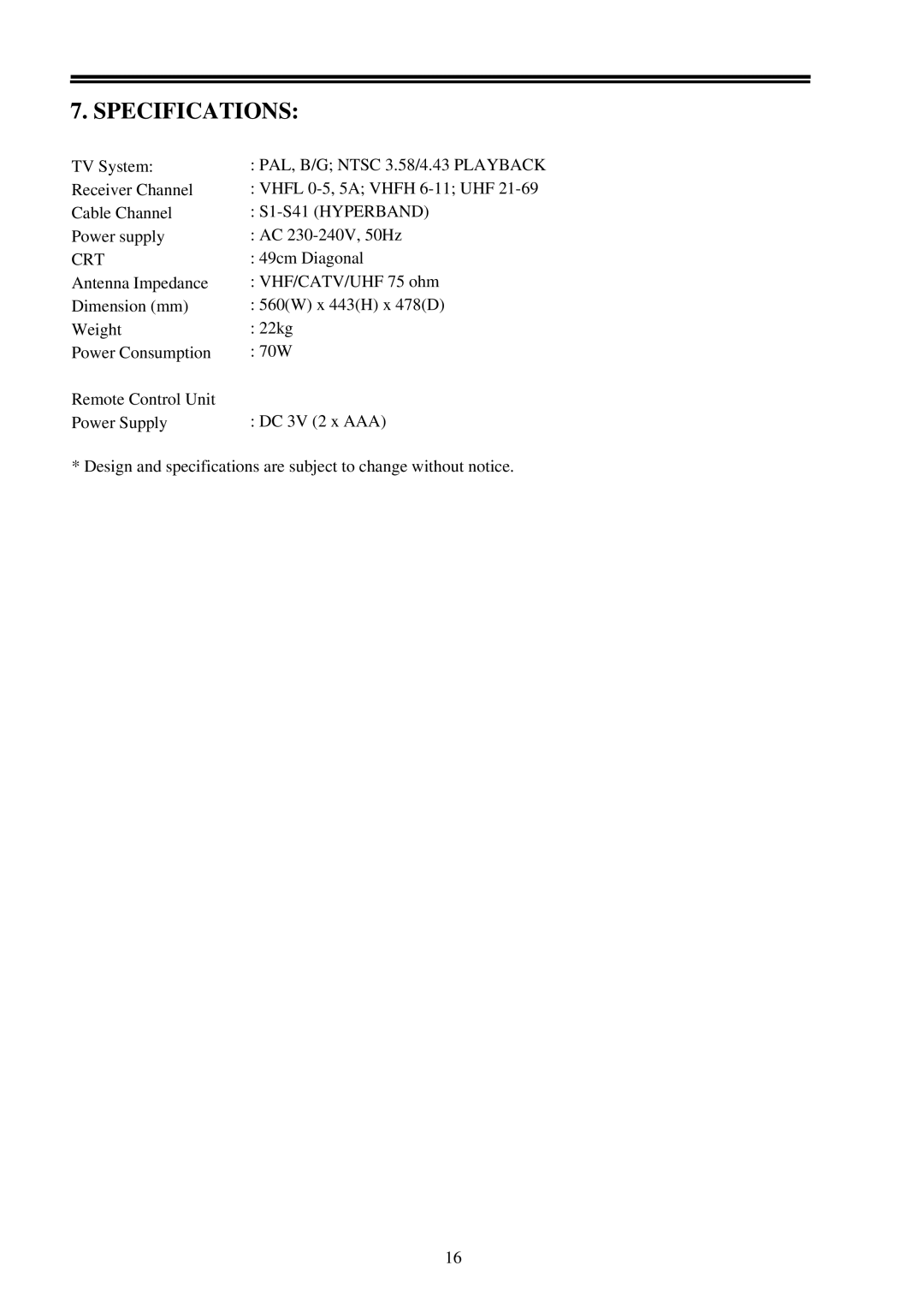 Palsonic 4910 owner manual Crt, S1-S41 Hyperband 