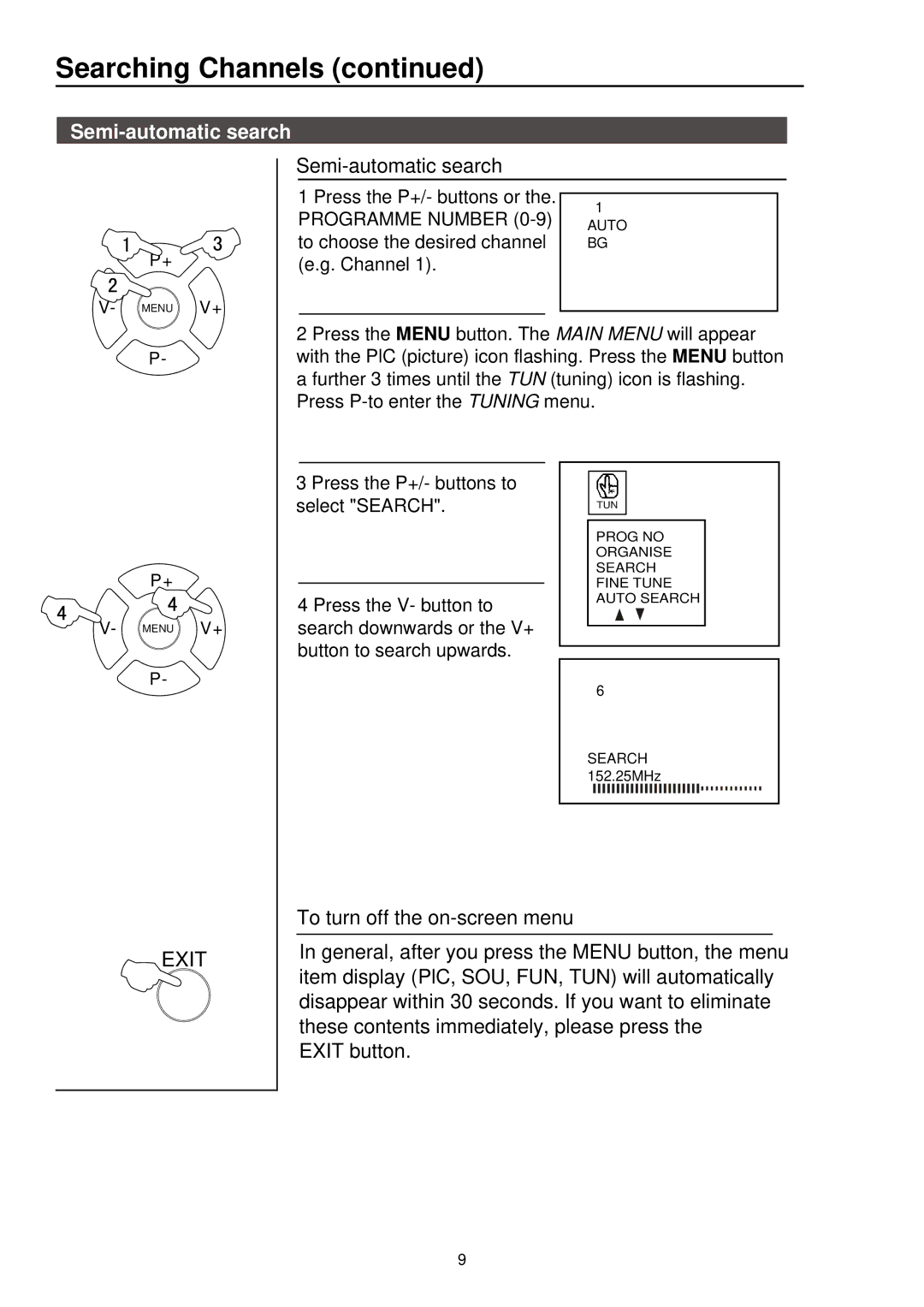 Palsonic 5115DVD user manual Semi-automatic search 