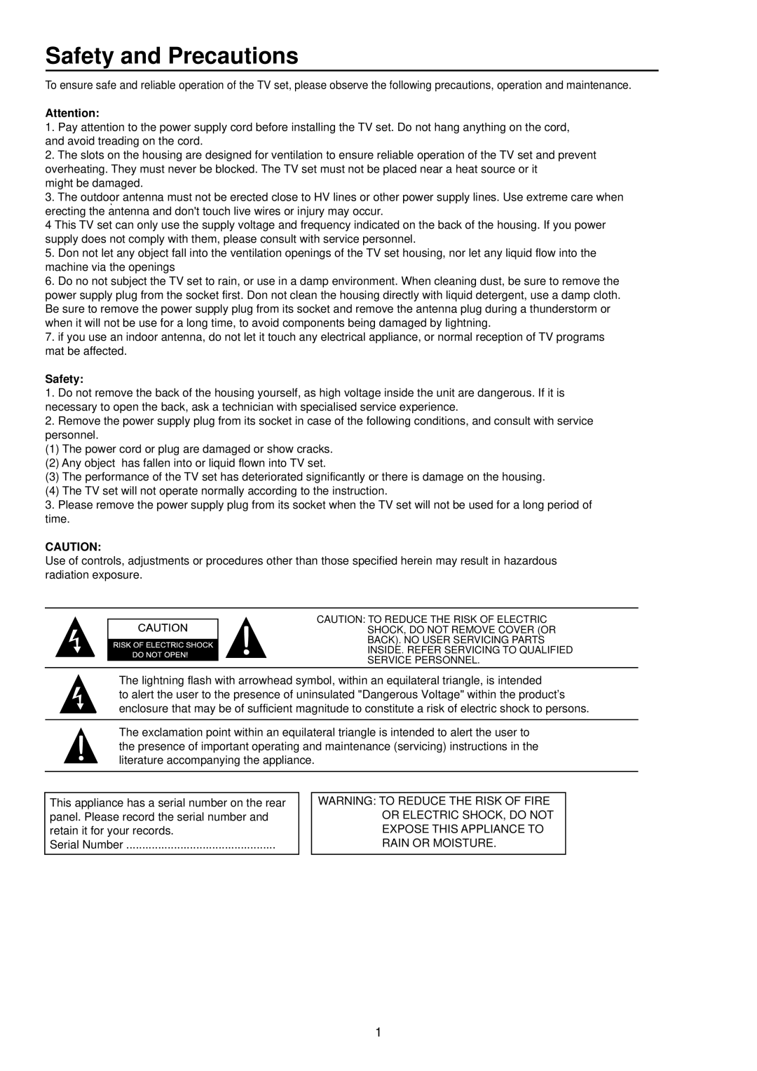 Palsonic 5115DVD user manual Safety and Precautions 