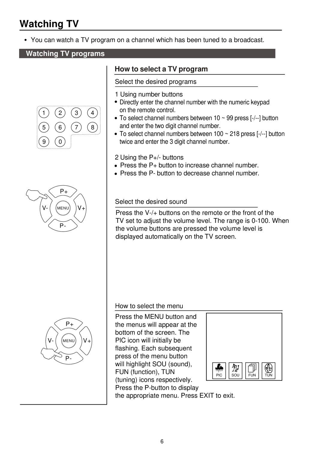 Palsonic 5115DVD user manual Watching TV programs 