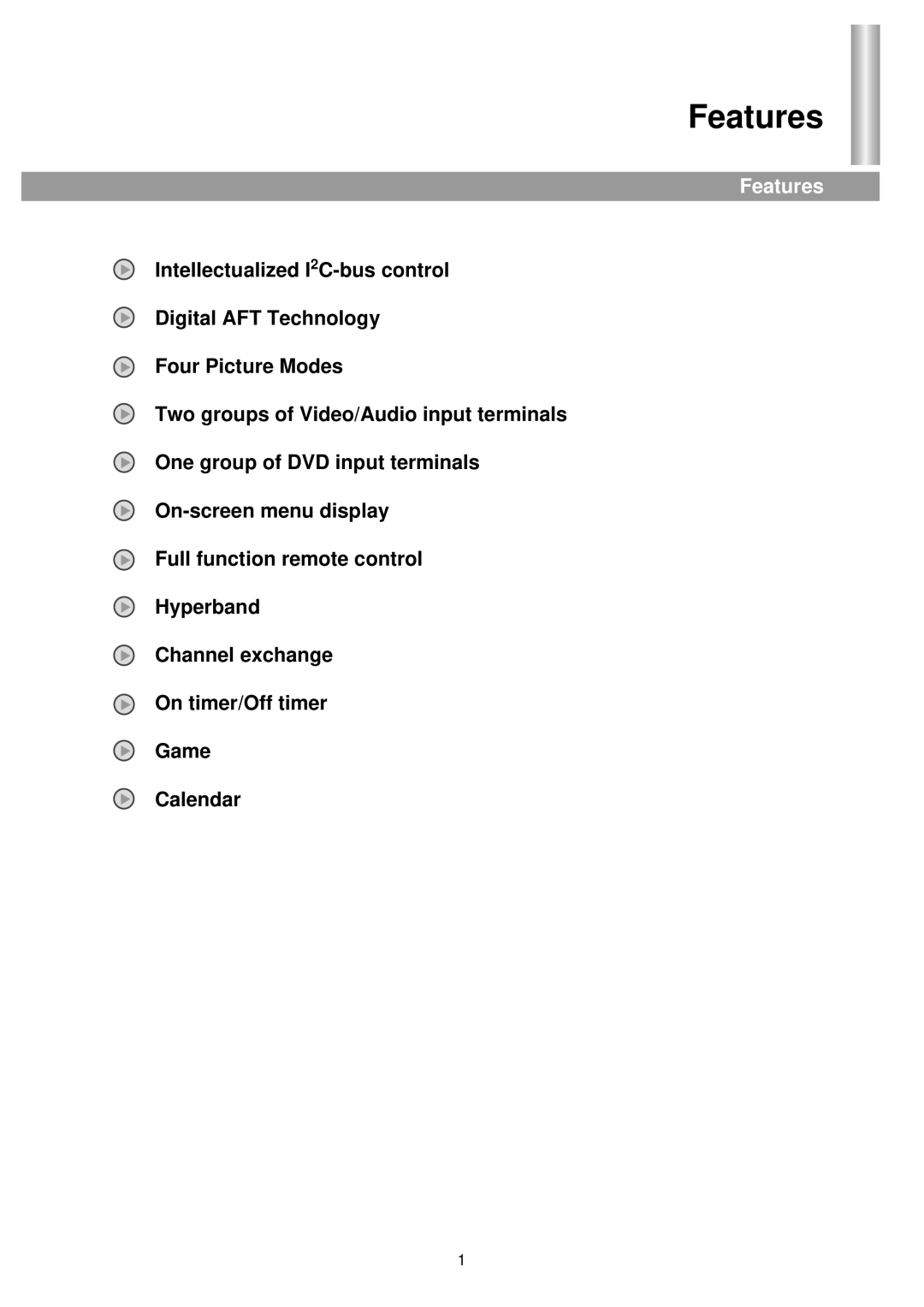 Palsonic 5125PF owner manual Features 