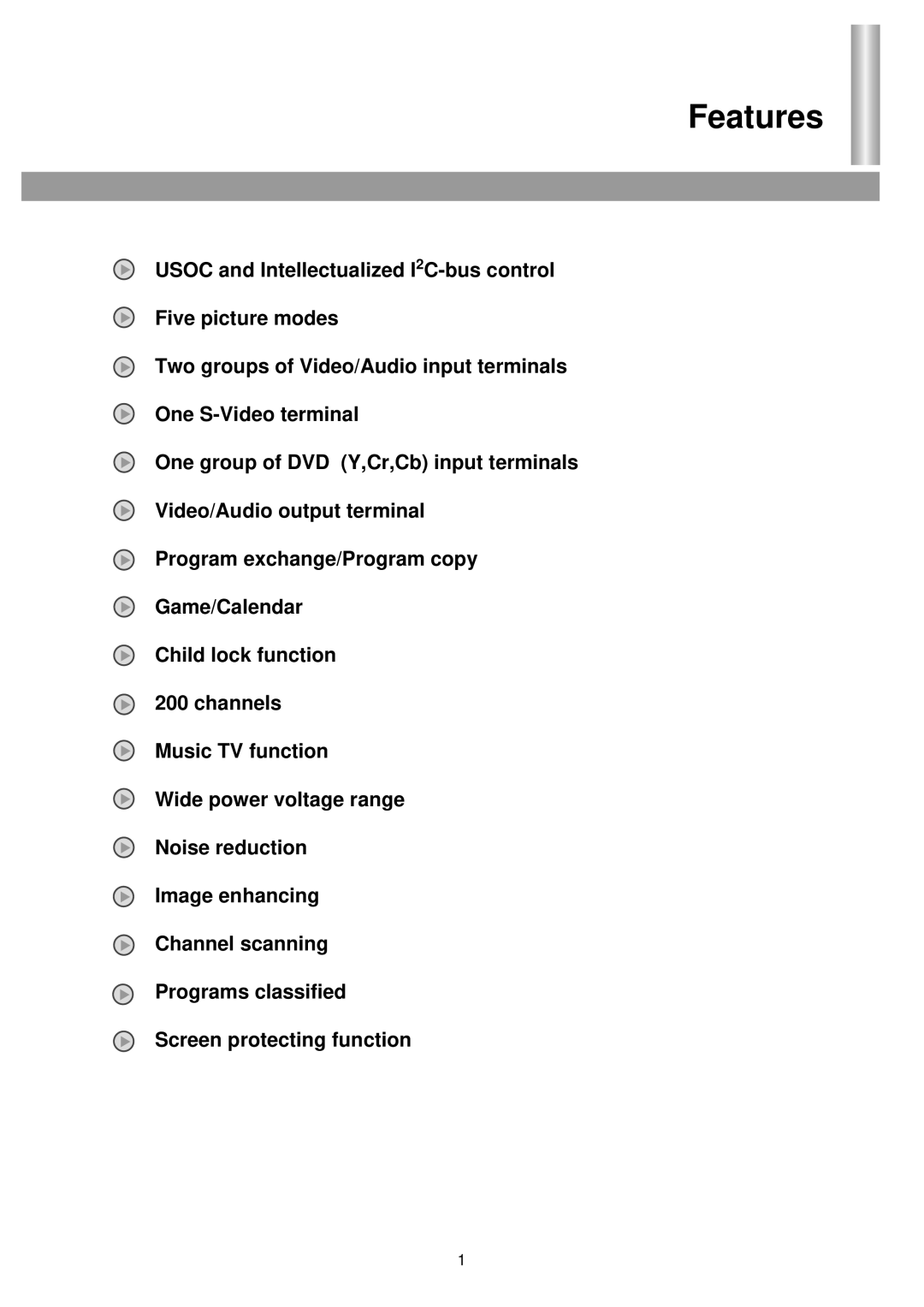 Palsonic 5130TS owner manual Features 