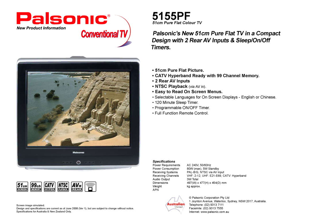 Palsonic 5155PF specifications Specifications 