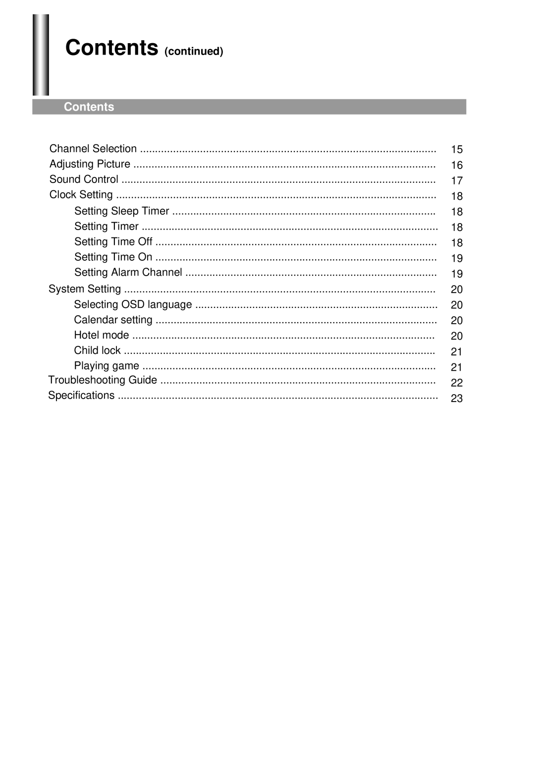 Palsonic 5160G owner manual Contents 