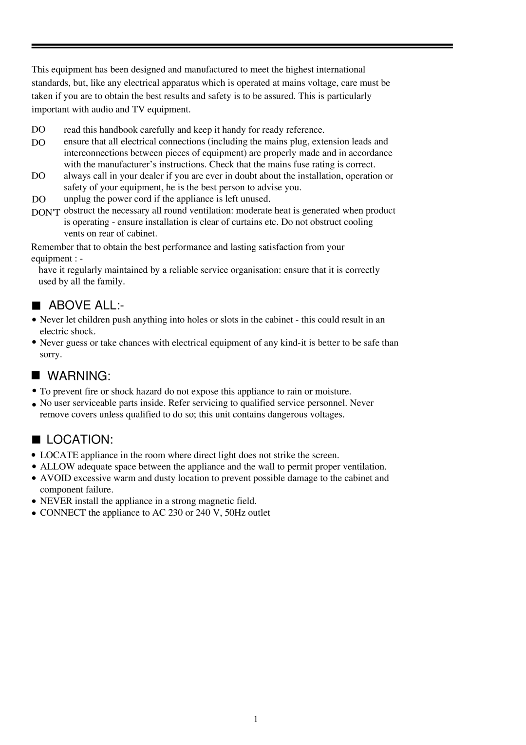 Palsonic 5169 owner manual Above ALL 