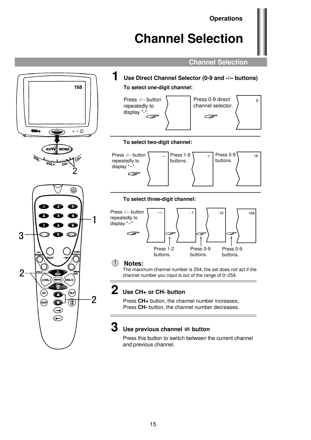 Palsonic 5180G owner manual Channel Selection 