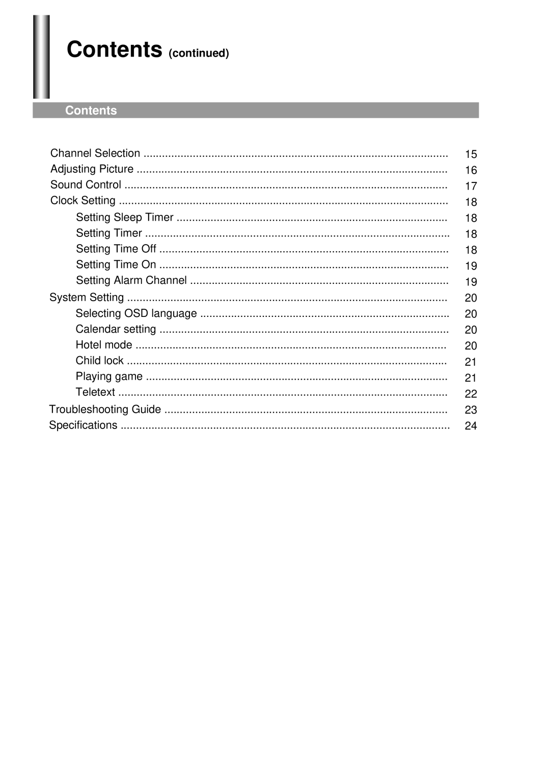 Palsonic 5180G owner manual Contents 