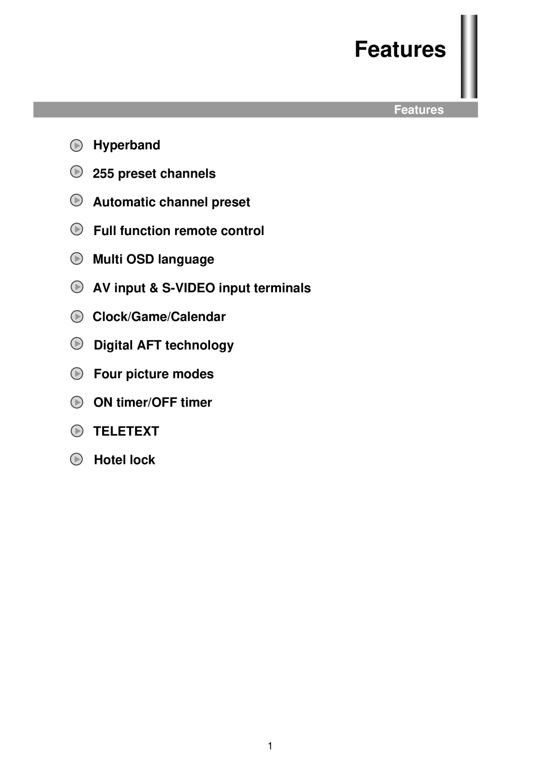 Palsonic 5180G owner manual Features 