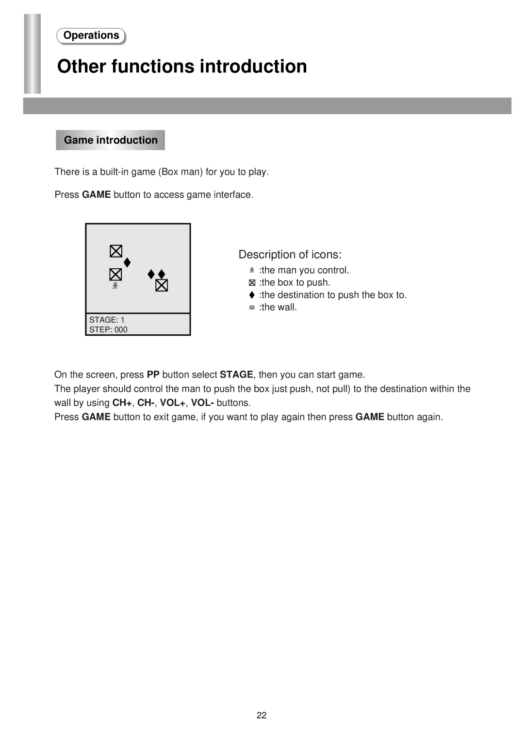 Palsonic 6125TS owner manual Other functions introduction, Game introduction 