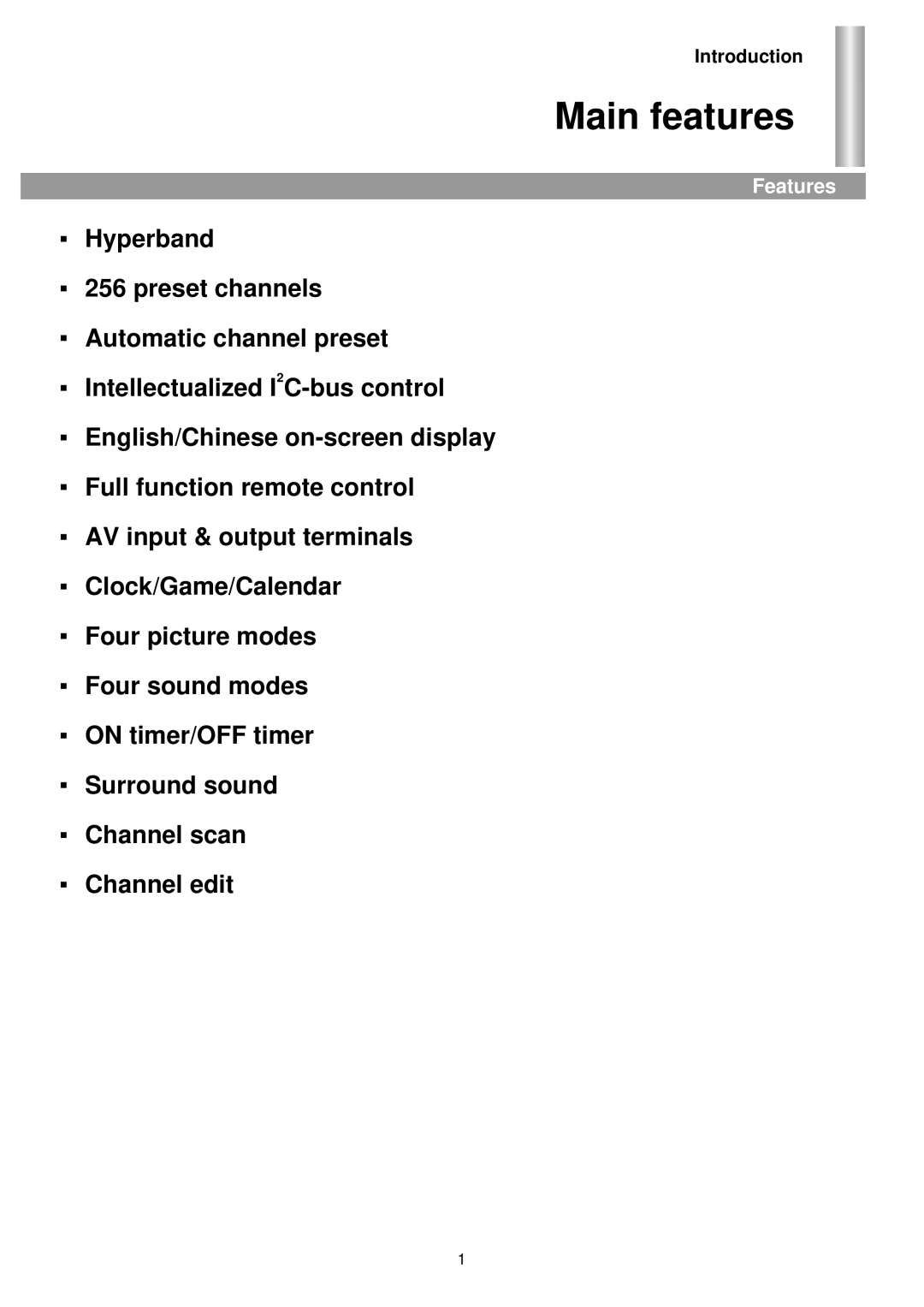 Palsonic 6140GY owner manual Main features, Features, Introduction 