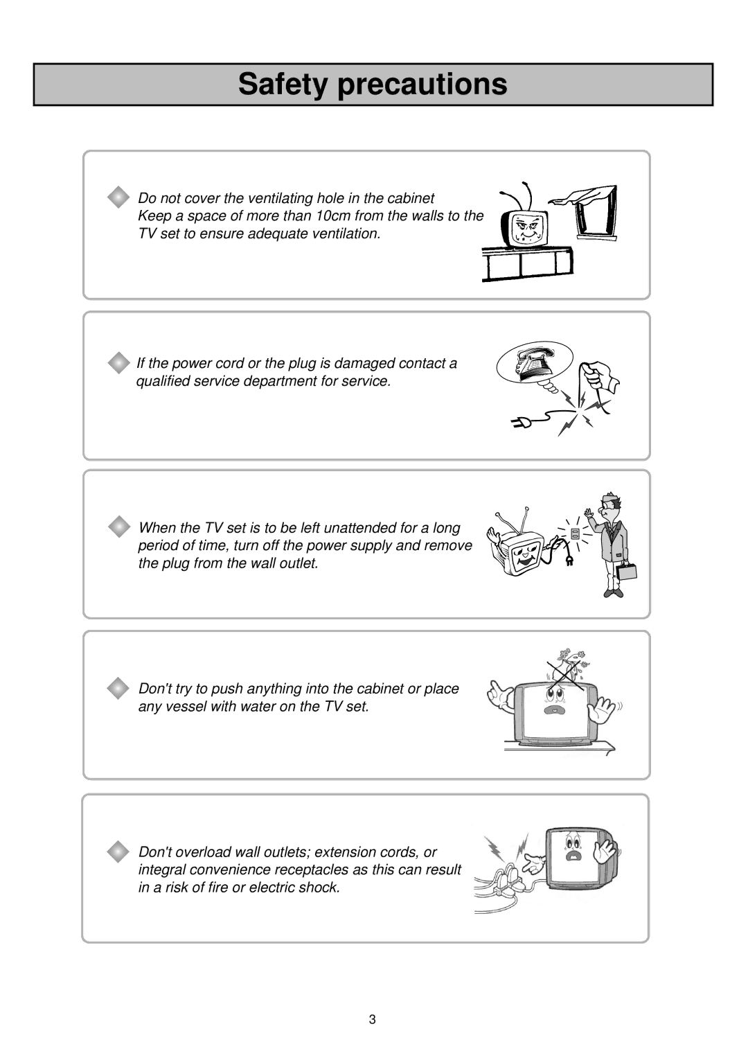 Palsonic 6830TG owner manual Safety precautions 