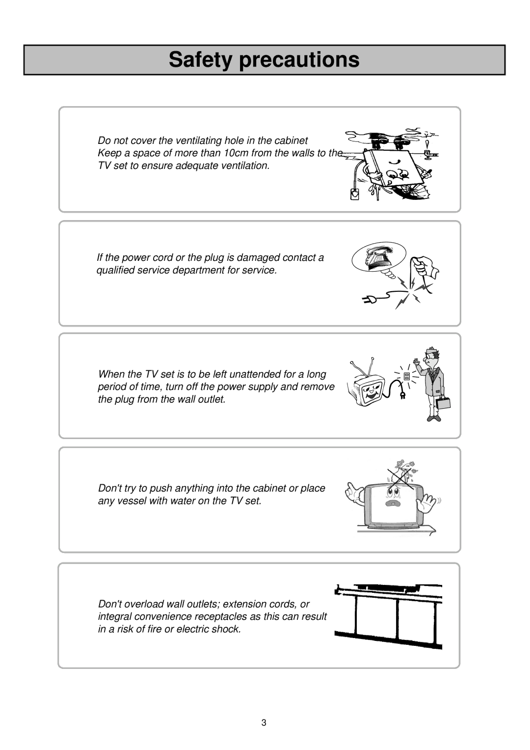 Palsonic 6850TKPF owner manual Safety precautions 