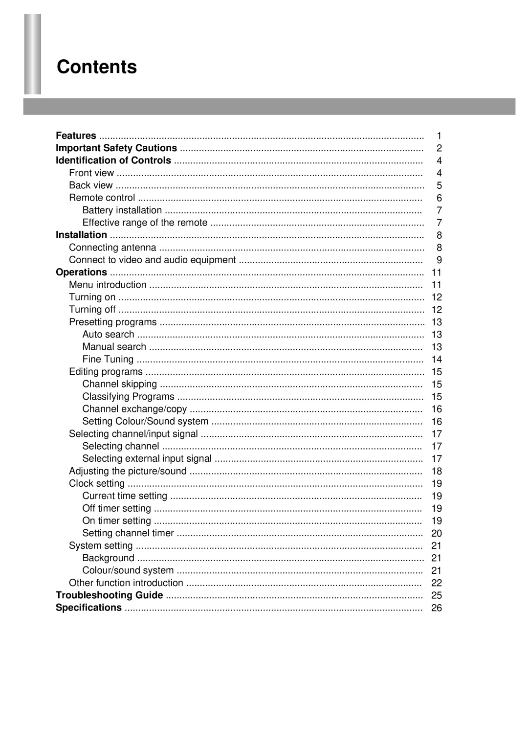 Palsonic 6875PF owner manual Contents 