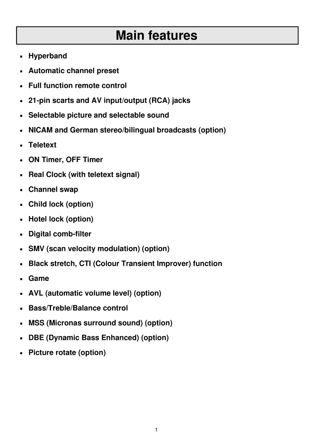 Palsonic 7610WSPF owner manual Main features 