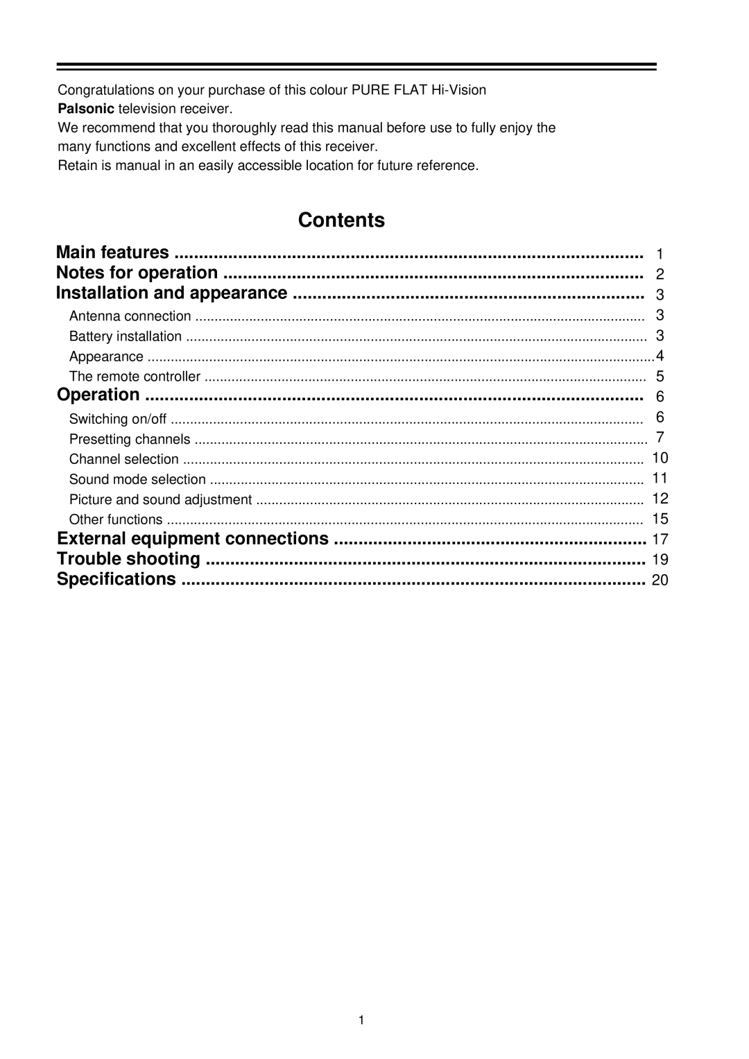 Palsonic 8040PFST owner manual 