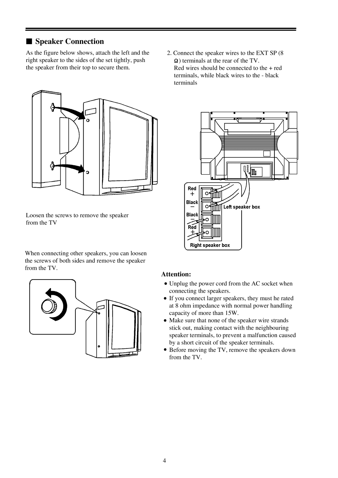 Palsonic 9219SF owner manual Speaker Connection 