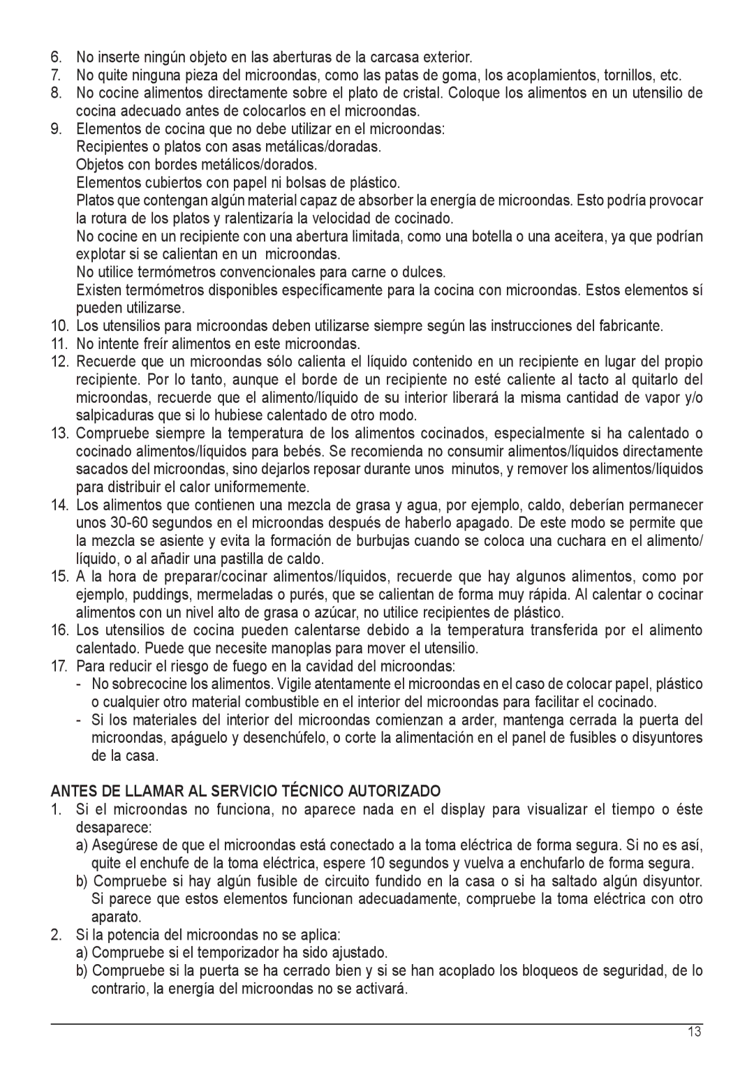 Palsonic COD. 30537 manual No intente freír alimentos en este microondas, Antes DE Llamar AL Servicio Técnico Autorizado 