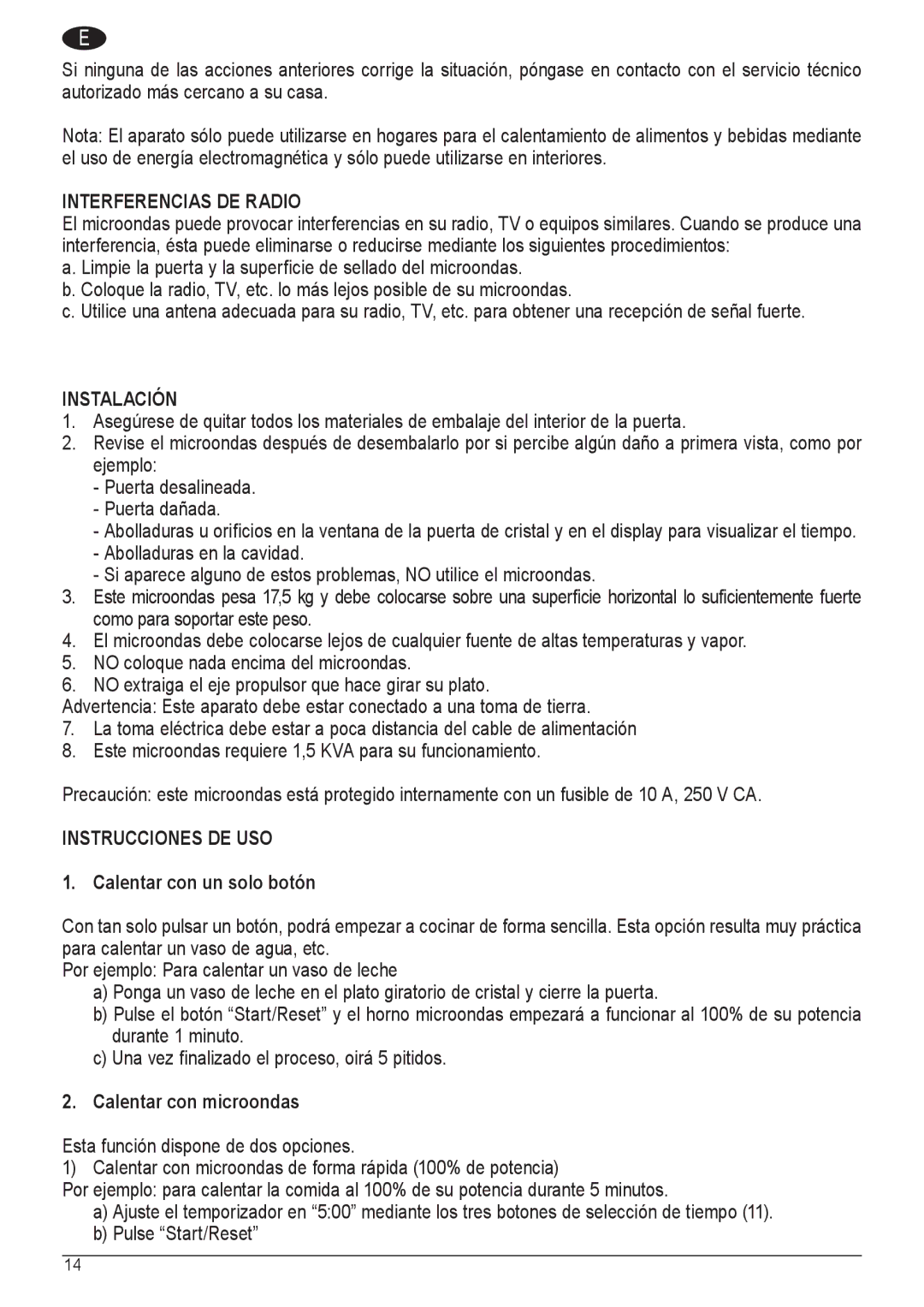 Palsonic COD. 30537 manual Interferencias DE Radio, Instalación, Instrucciones DE USO, Calentar con un solo botón 