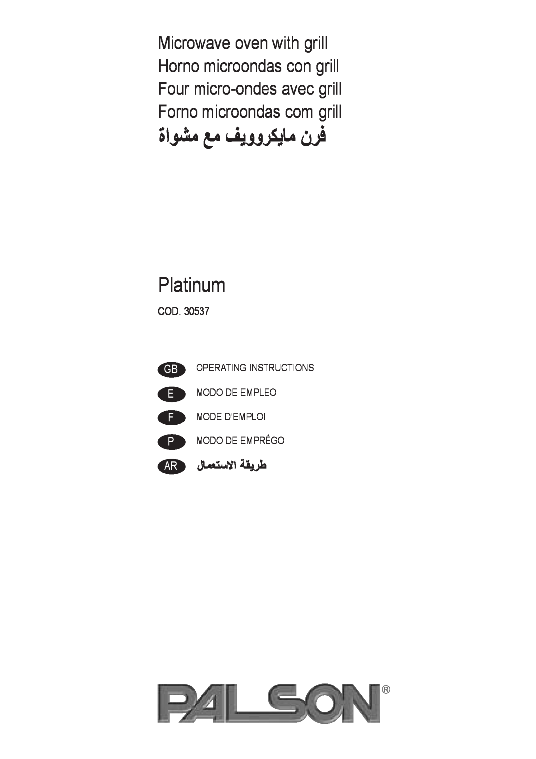 Palsonic COD. 30537 manual Platinum, Operating Instructions 