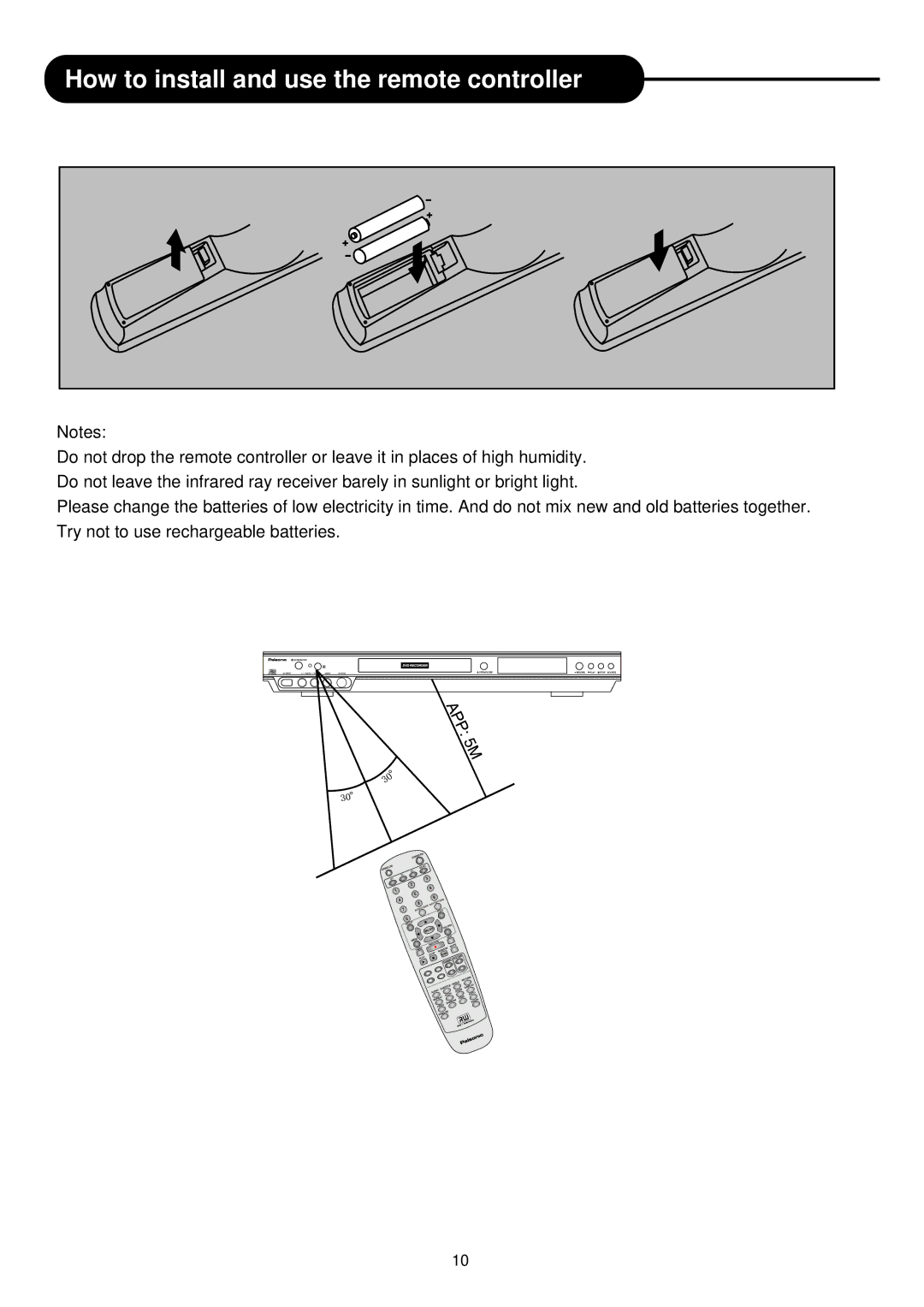 Palsonic DVD R 212 manual How to install and use the remote controller 