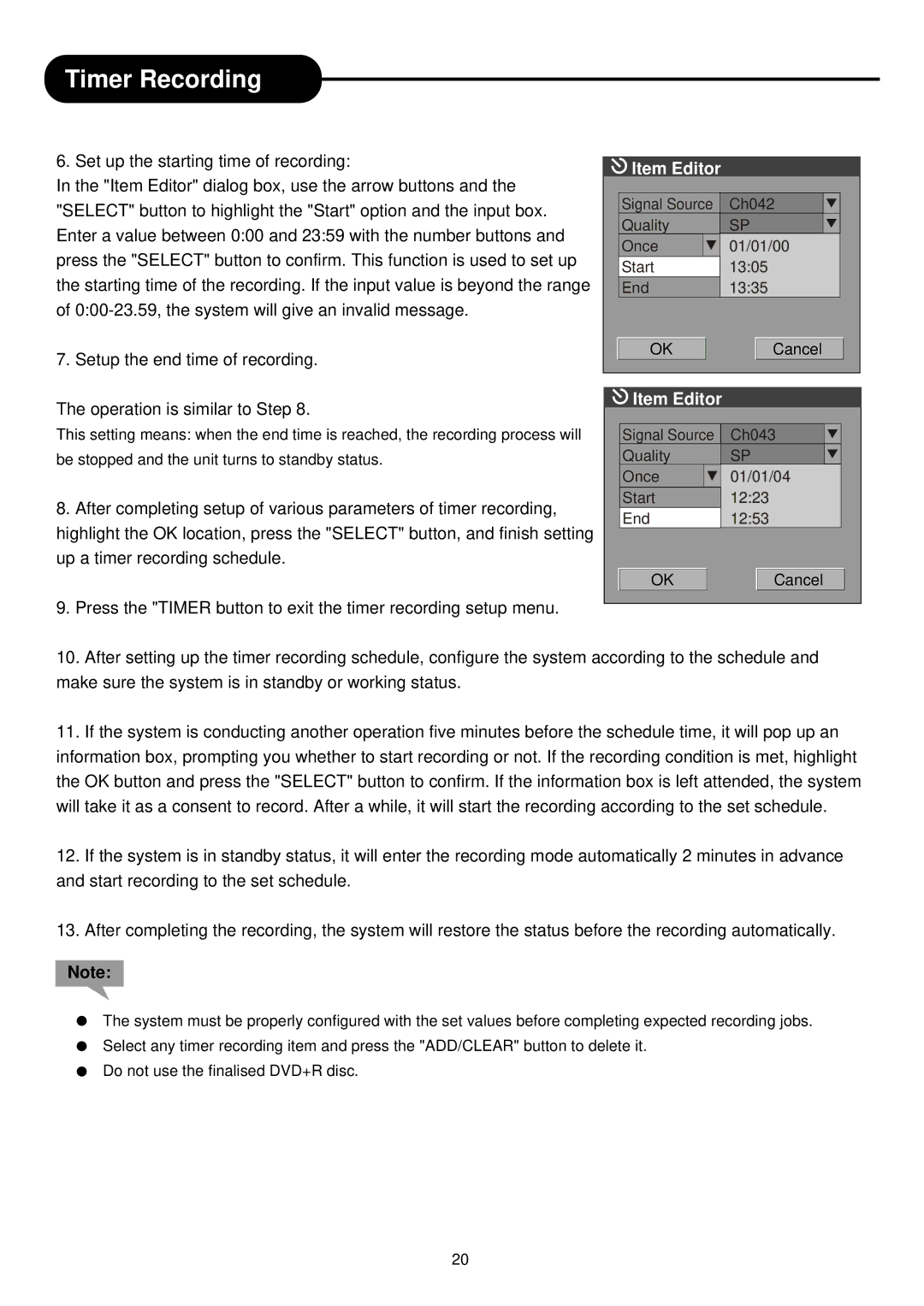 Palsonic DVD R 212 manual Timer Recording 