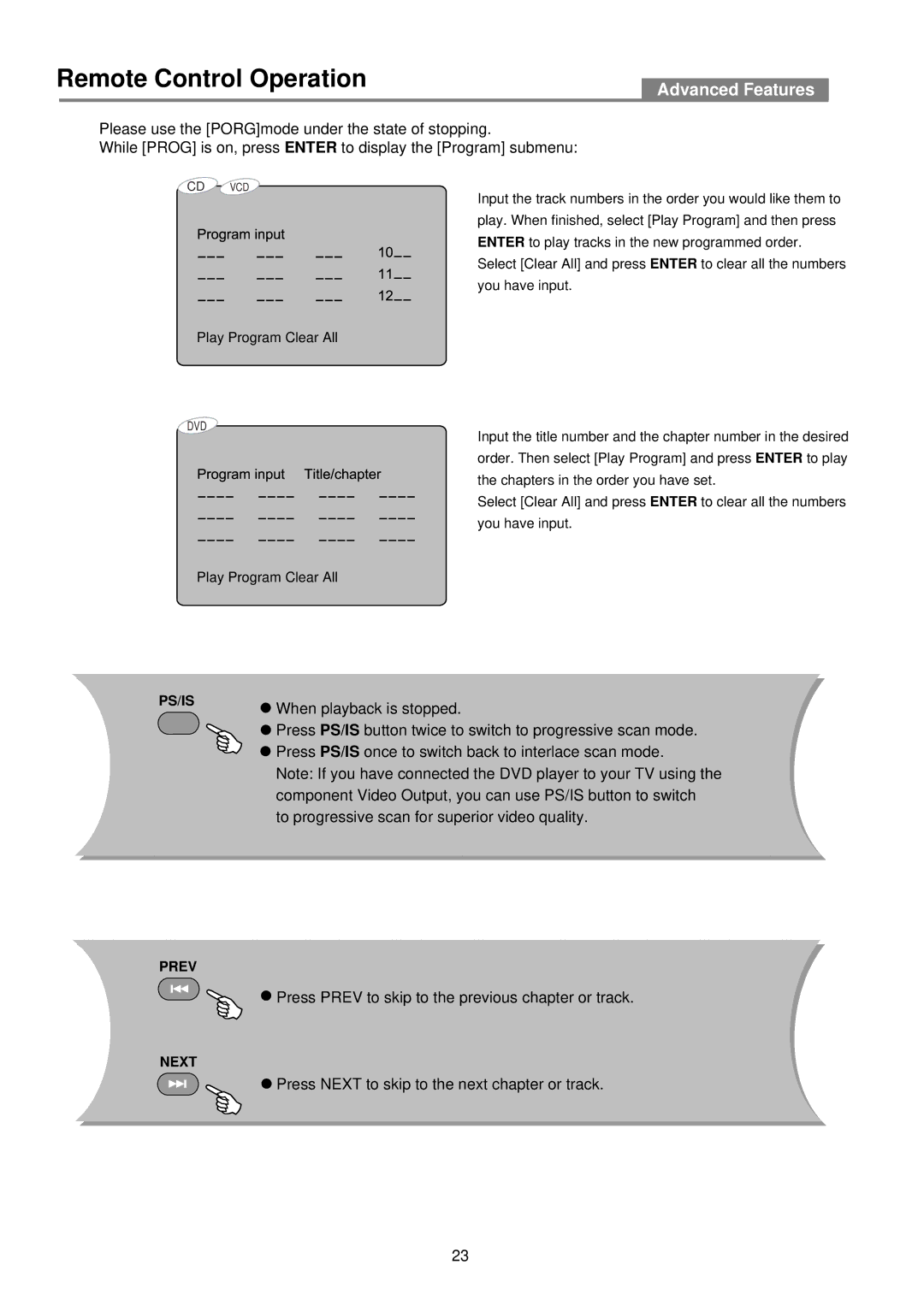 Palsonic DVD2030 user manual When playback is stopped 