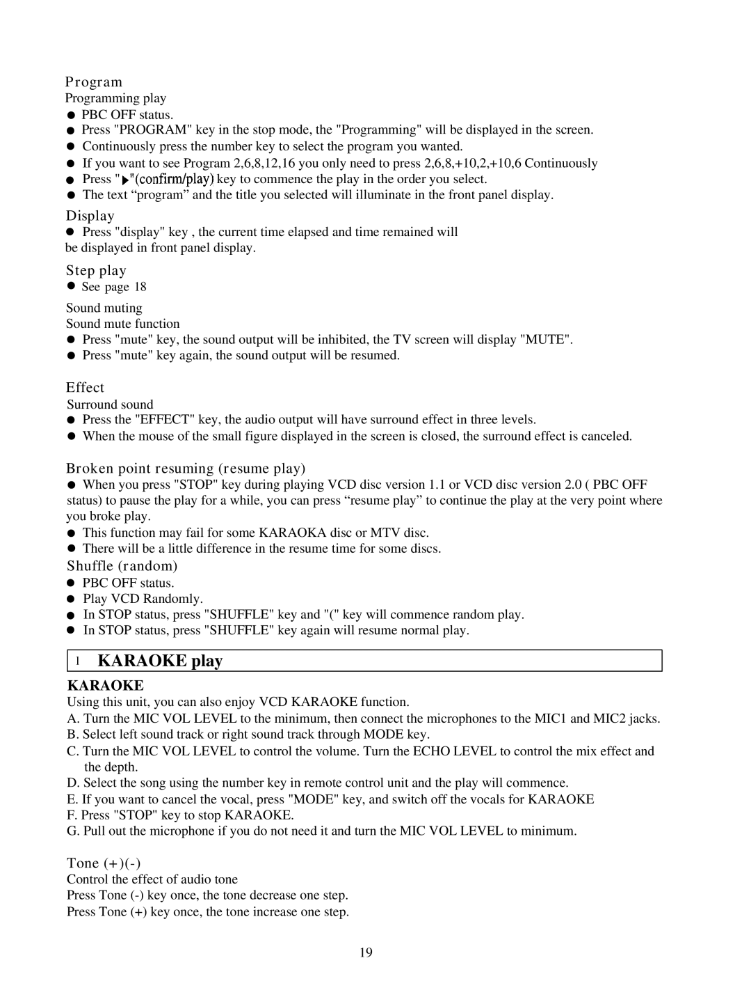 Palsonic DVD3000 user manual Karaoke play 