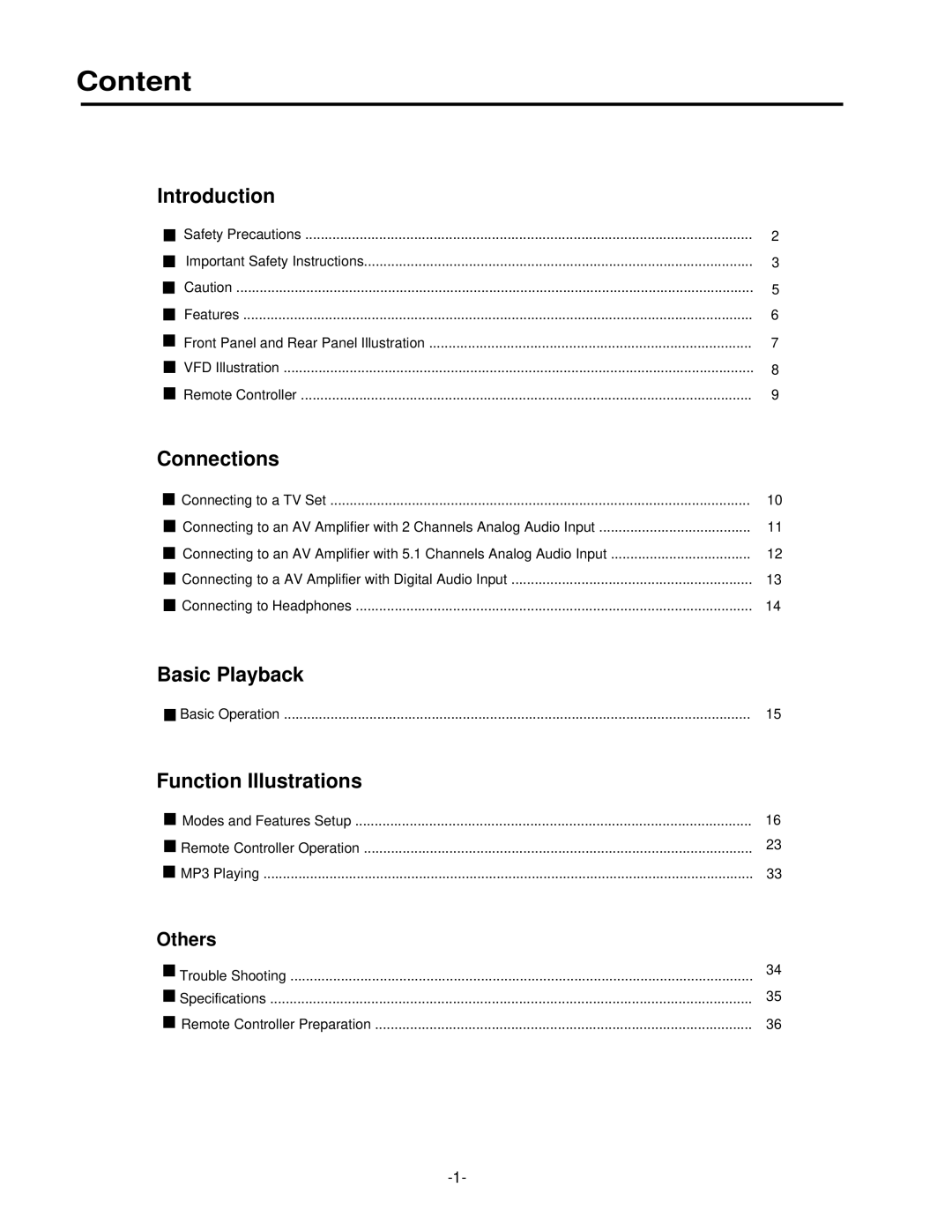 Palsonic DVD5000 user manual Content, Introduction 