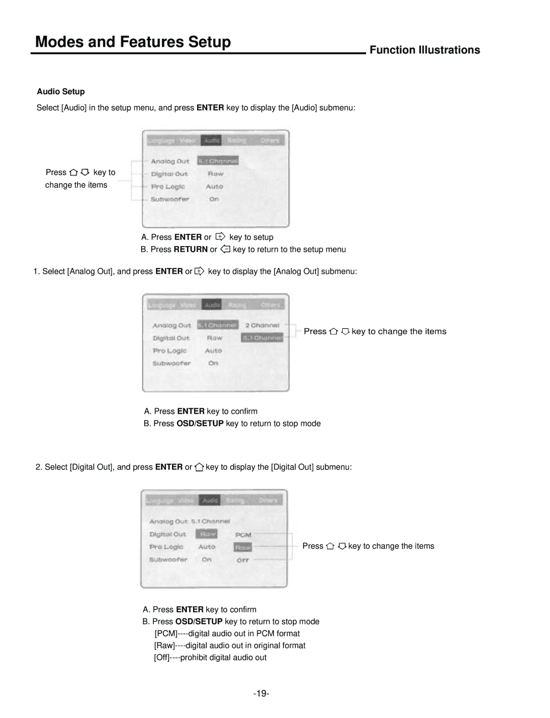 Palsonic DVD5000 user manual Audio Setup 