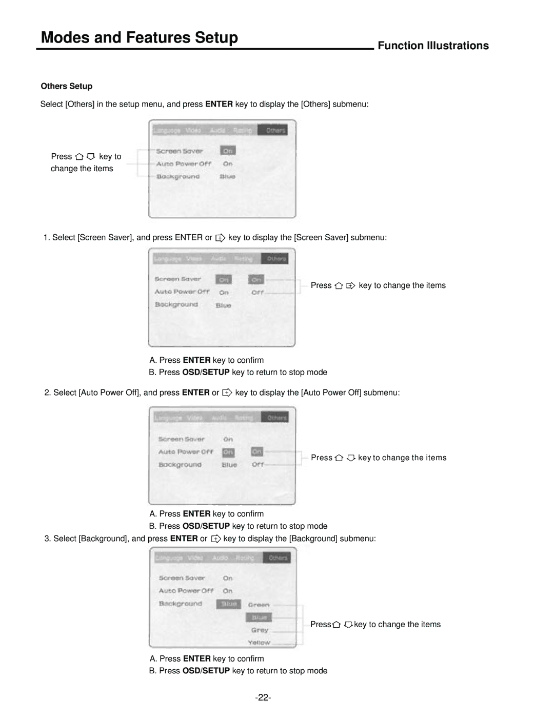 Palsonic DVD5000 user manual Others Setup 