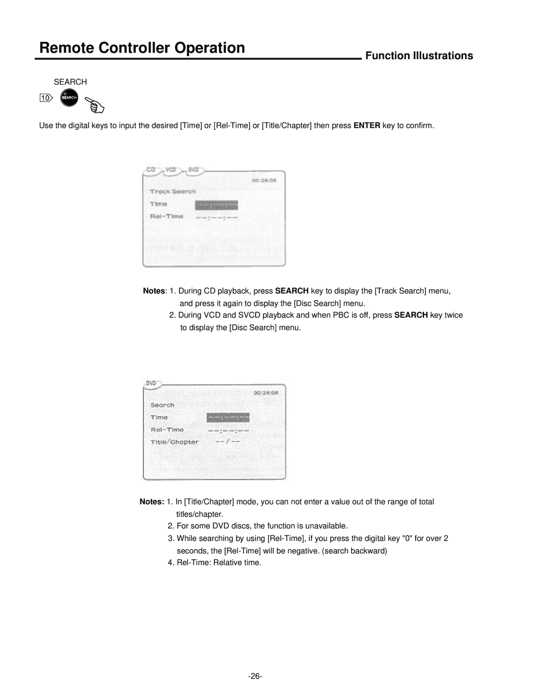 Palsonic DVD5000 user manual Search 