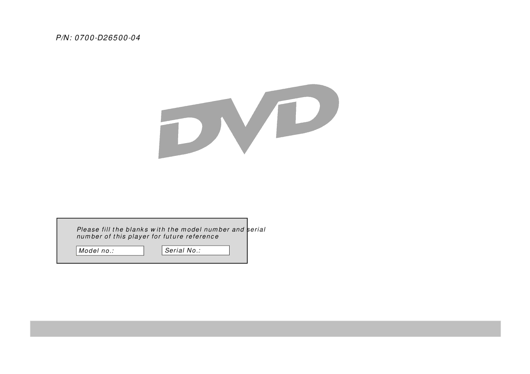 Palsonic DVD9200 manual 0700-D26500-04 