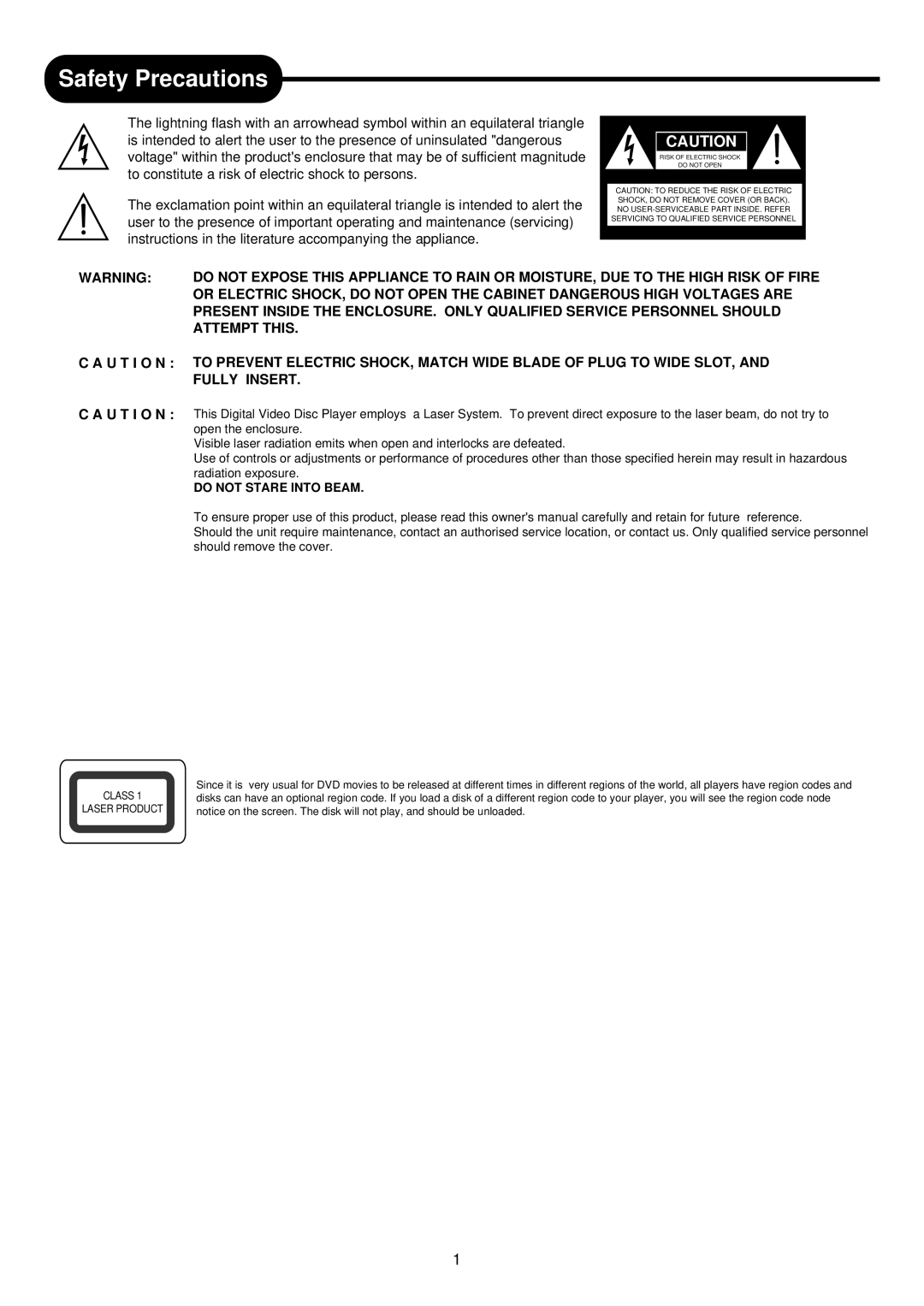 Palsonic DVDR313 manual Safety Precautions, Fully Insert 