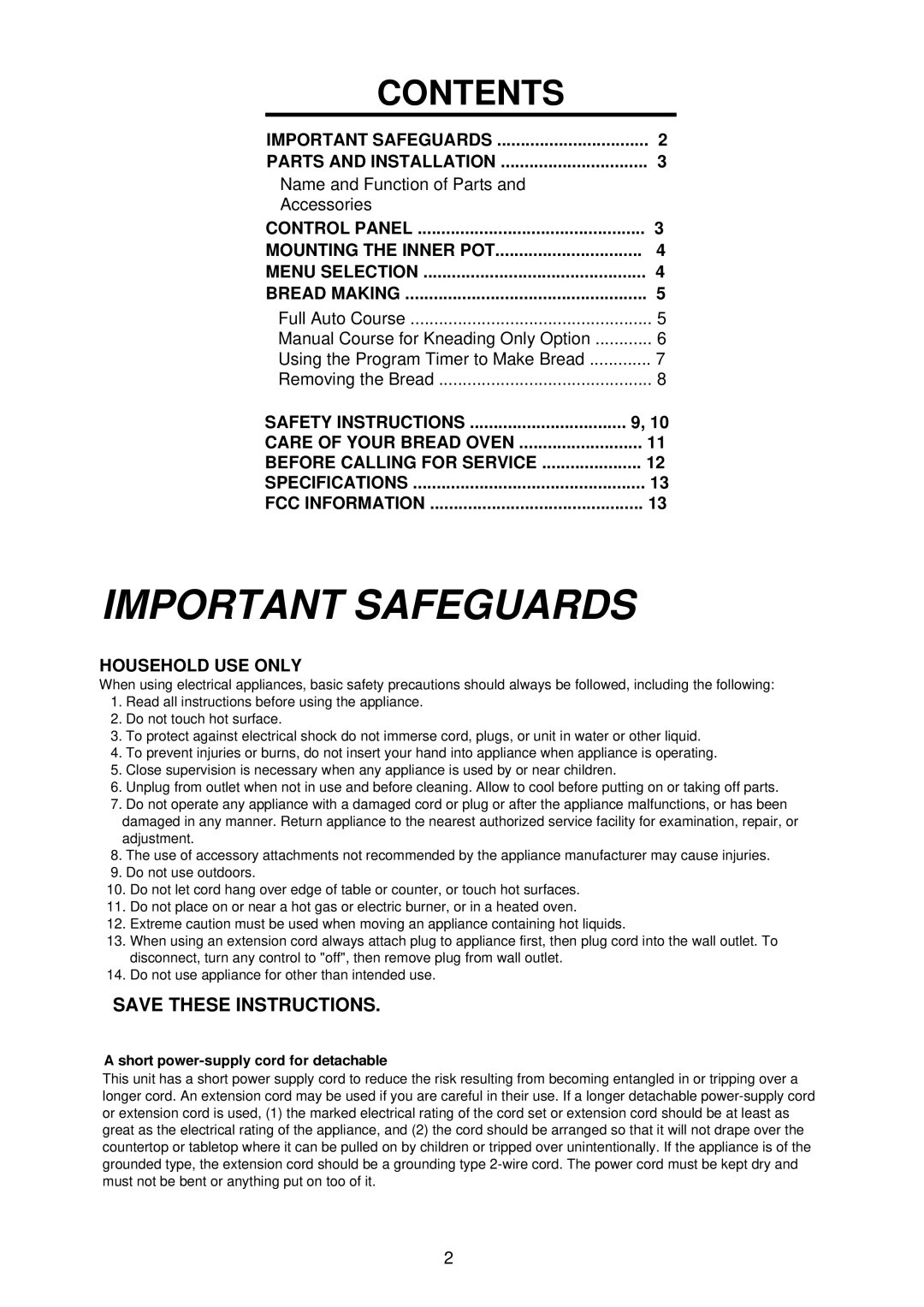 Palsonic PAB-3000 owner manual Important Safeguards 