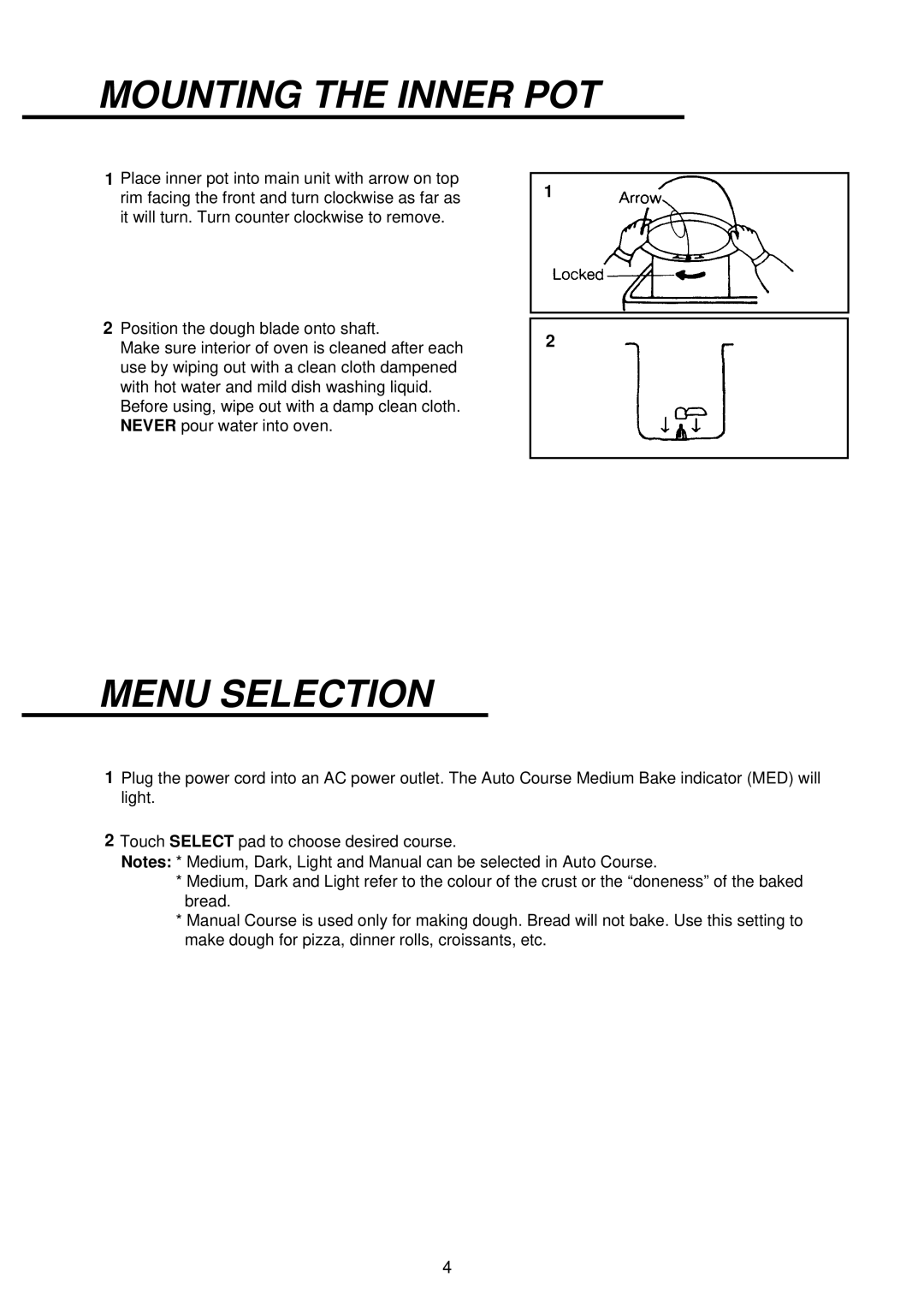 Palsonic PAB-3000 owner manual Mounting the Inner POT, Menu Selection 