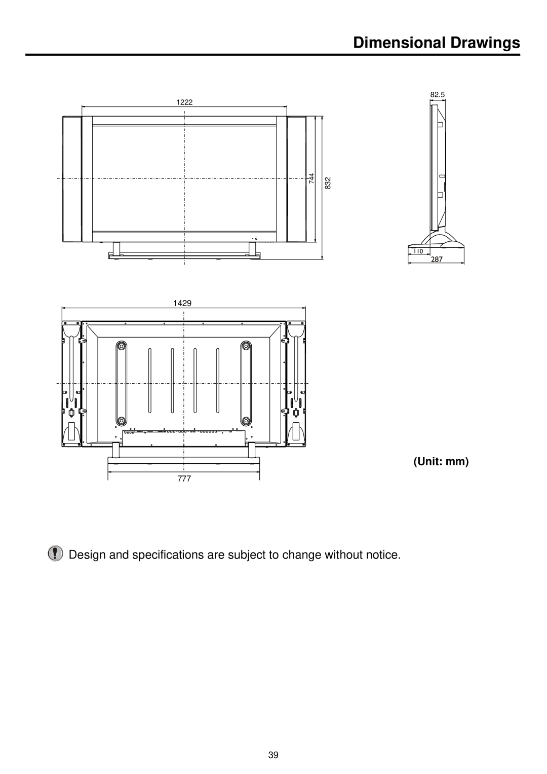 Palsonic PDP 5000 owner manual Dimensional Drawings 