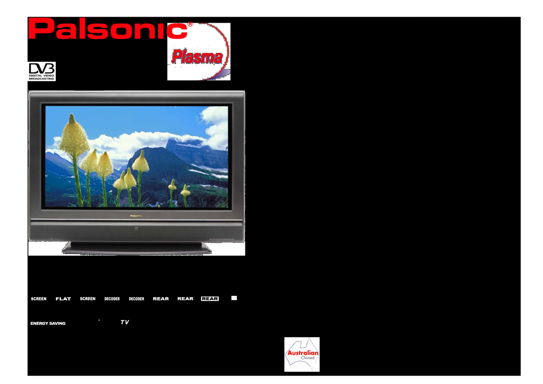 Palsonic PDP3280HD specifications 81cm Widescreen Plasma Display Television, Panel Resolution 1024, for a set top box 
