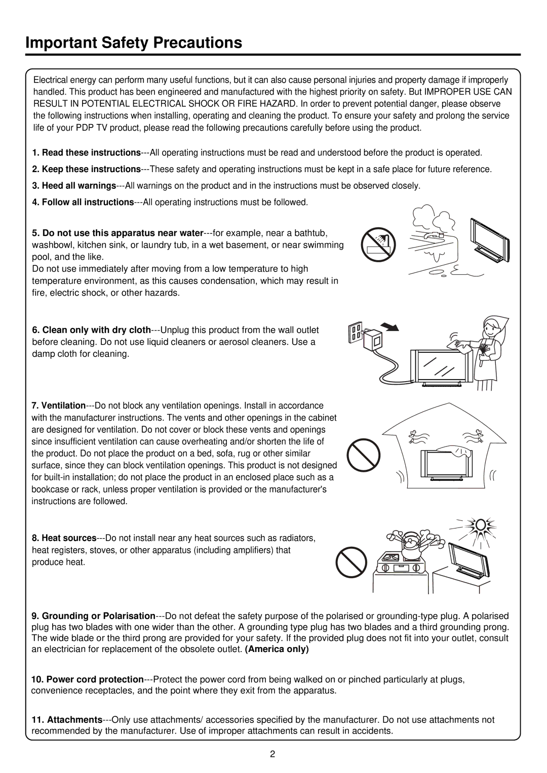 Palsonic PDP4200 owner manual Important Safety Precautions 