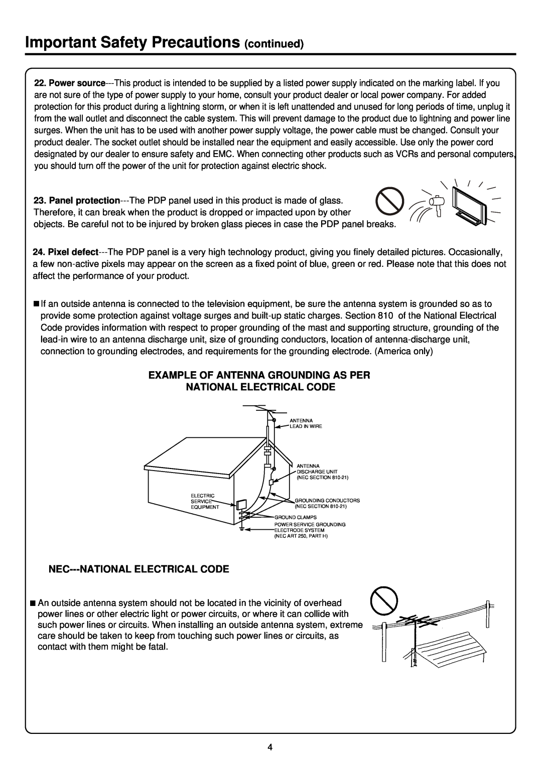 Palsonic PDP4200 Example Of Antenna Grounding As Per National Electrical Code, Nec---National Electrical Code, Service 