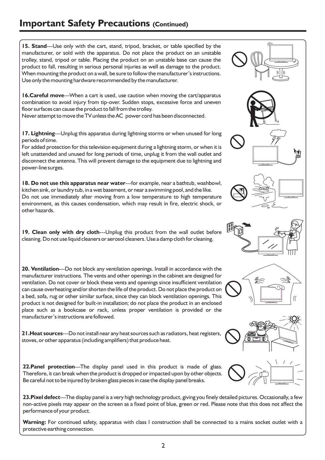 Palsonic PDP4220HD owner manual Important Safety Precautions 