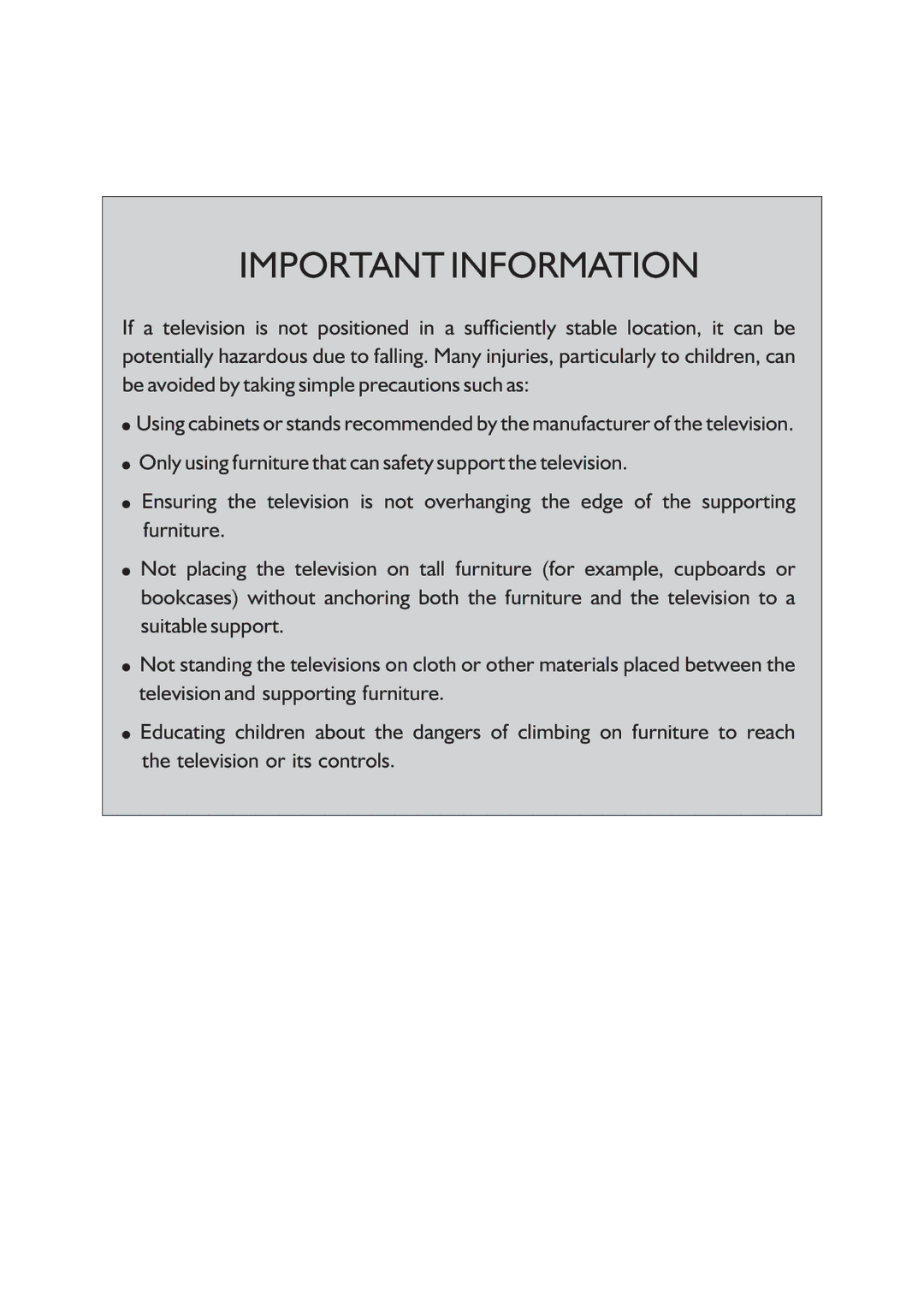 Palsonic PDP4225HD owner manual Important Information 