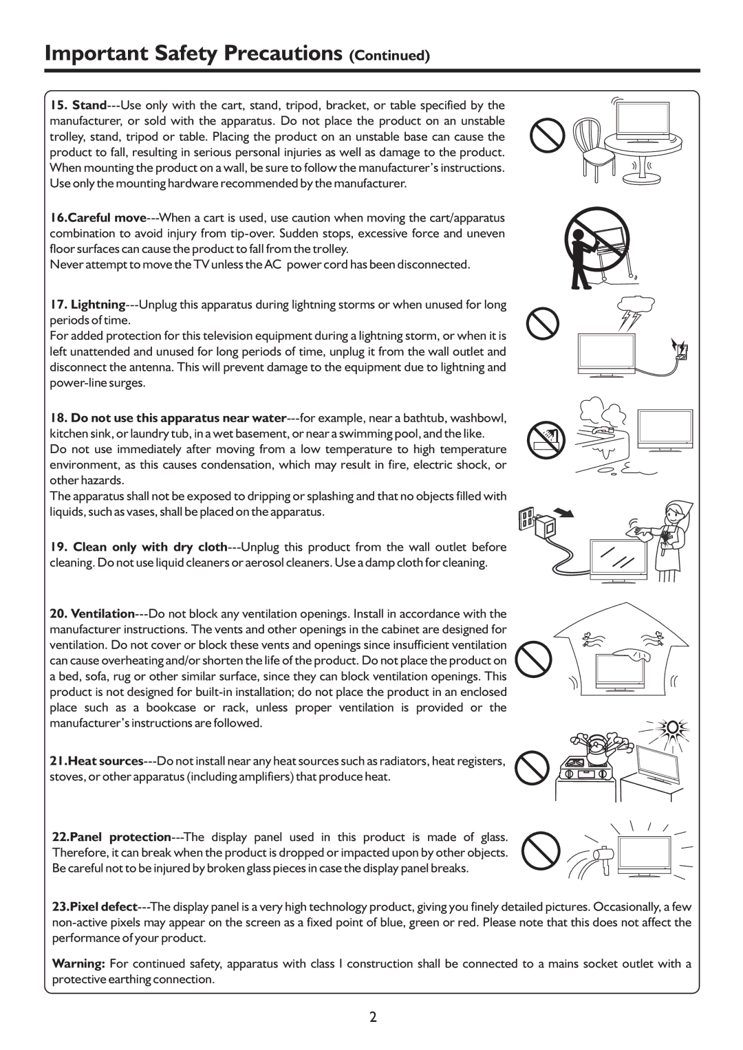 Palsonic PDP4225HD owner manual Important Safety Precautions 