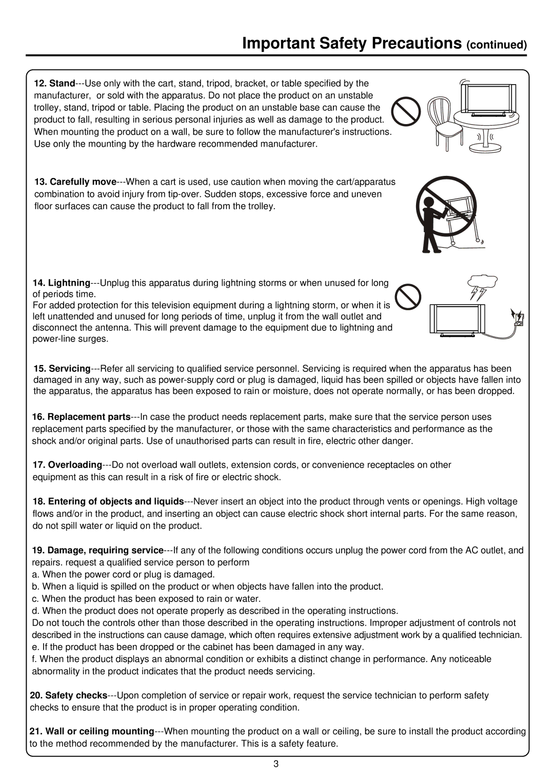 Palsonic PDP4250 owner manual Important Safety Precautions 