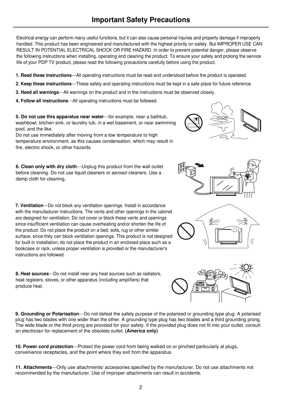 Palsonic PDP4275 owner manual Important Safety Precautions 