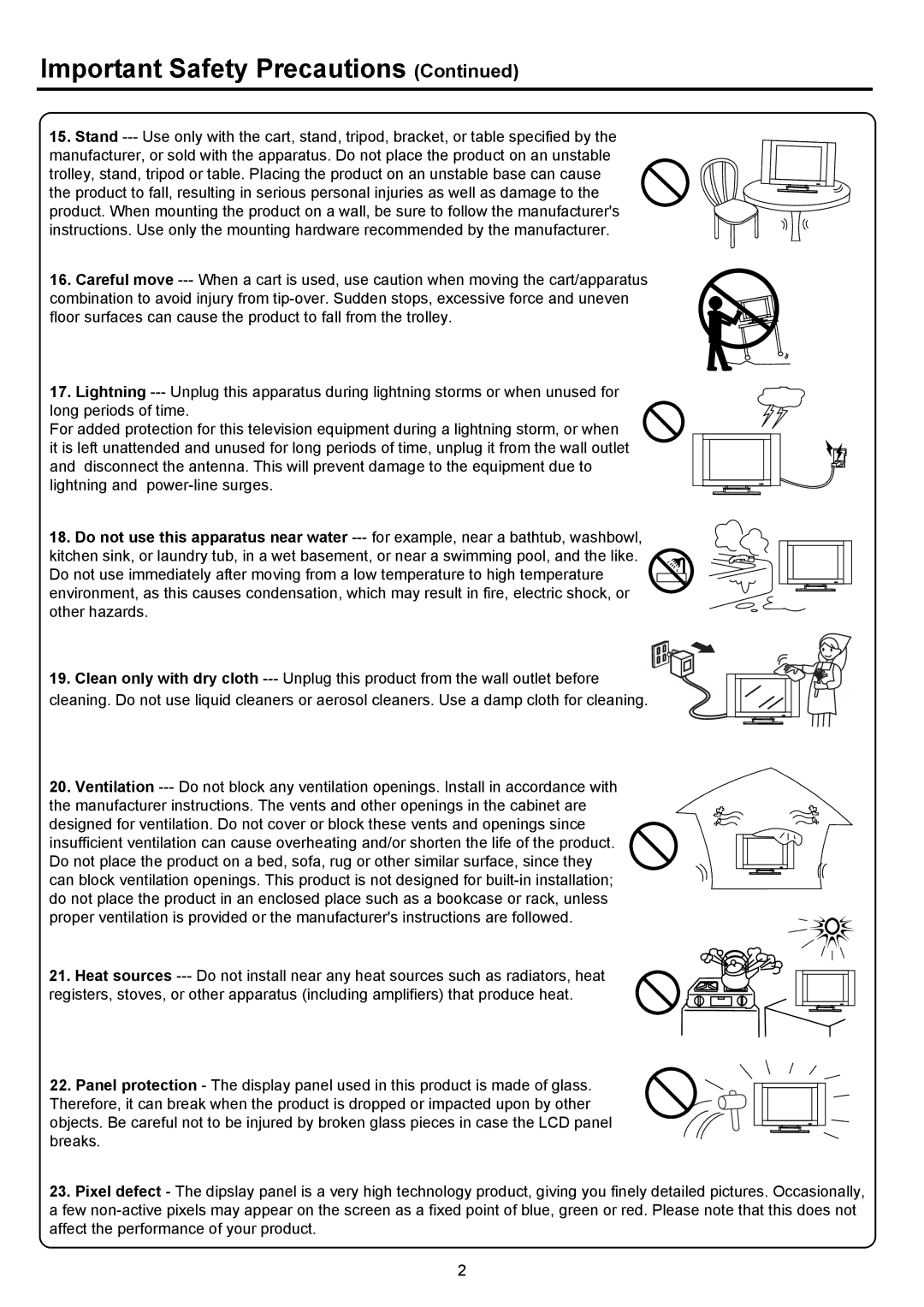 Palsonic PDP4290HD owner manual Important Safety Precautions 