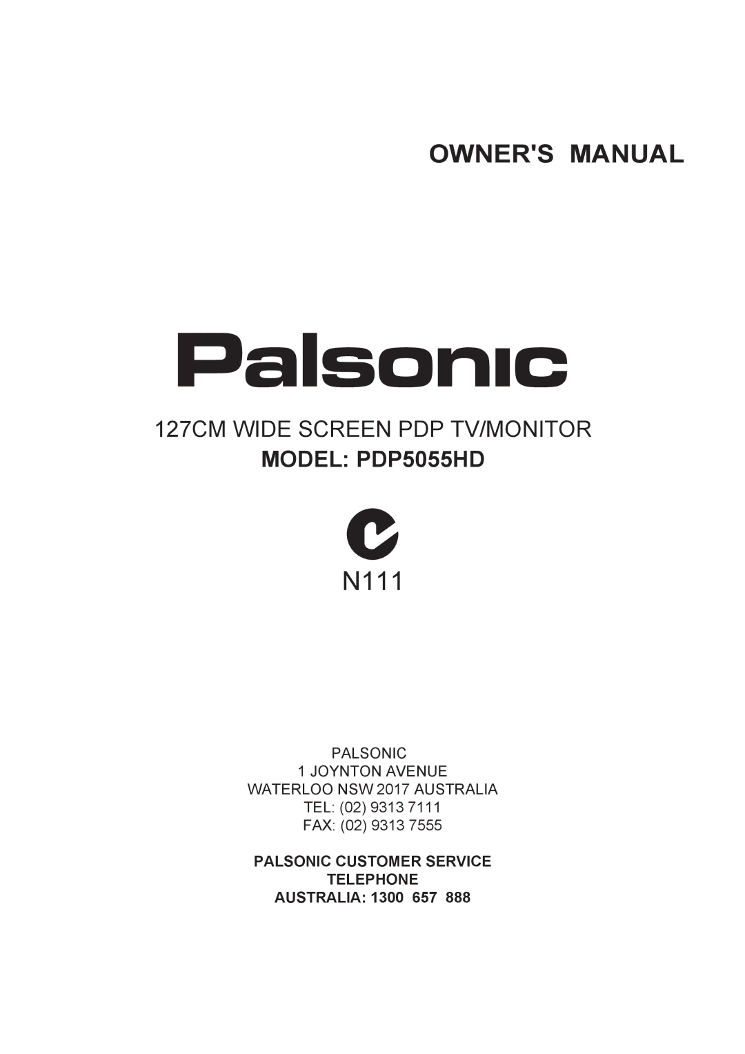 Palsonic PDP5055HD owner manual N111 