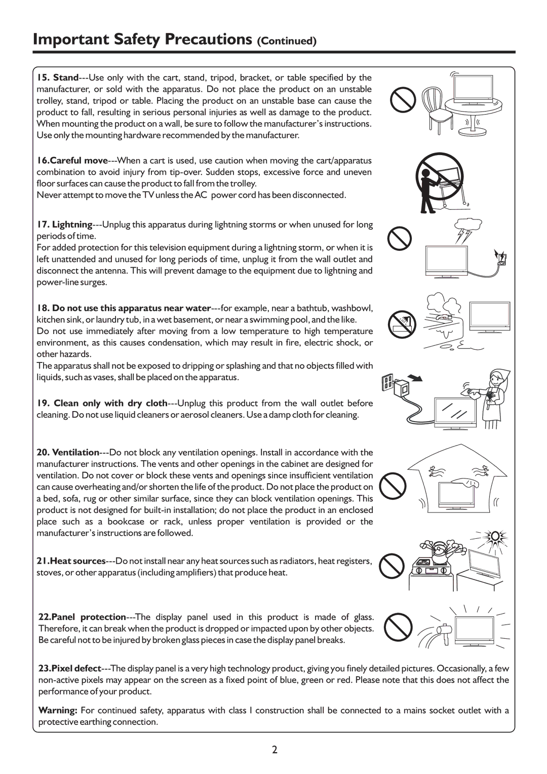 Palsonic PDP5055HD owner manual Important Safety Precautions 